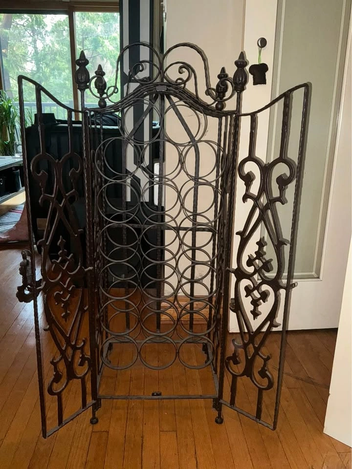 Large Gothic Wrought Iron Wine Cabinet / Wine Jail Rack - photo 3