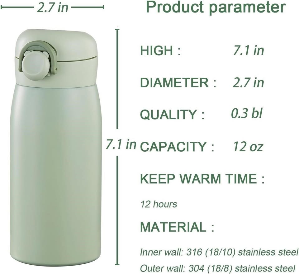 12 oz Mini Stainless Steel Thermos - Green - photo 4