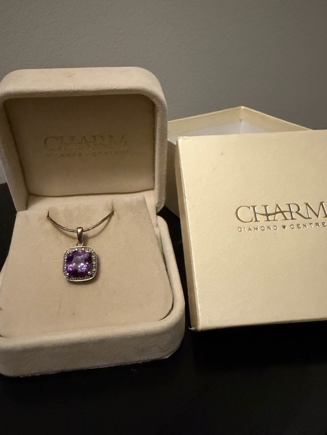 Charm Diamond Centres Amethyst Necklace