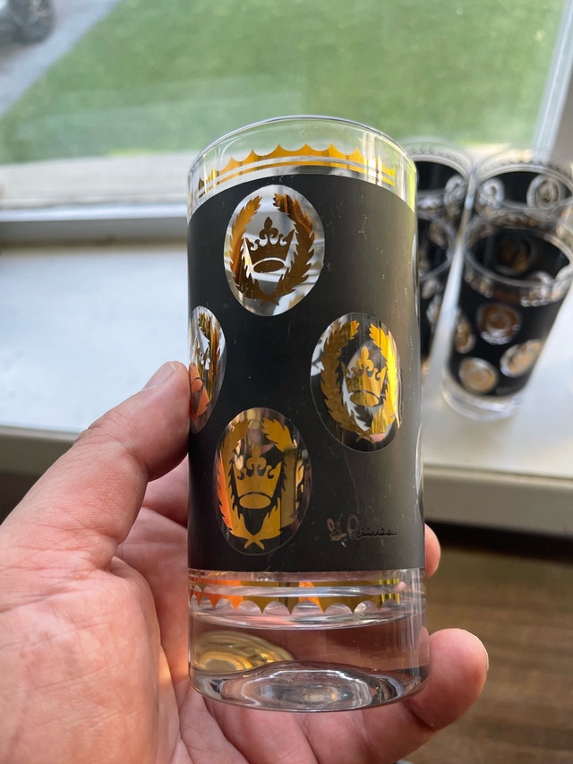J. Reeves Crown Drinking Glasses