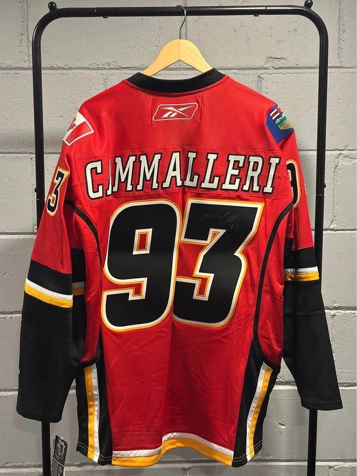 Signed Michael Cammalleri Calgary Flames Reebok NHL Jersey L - photo 2