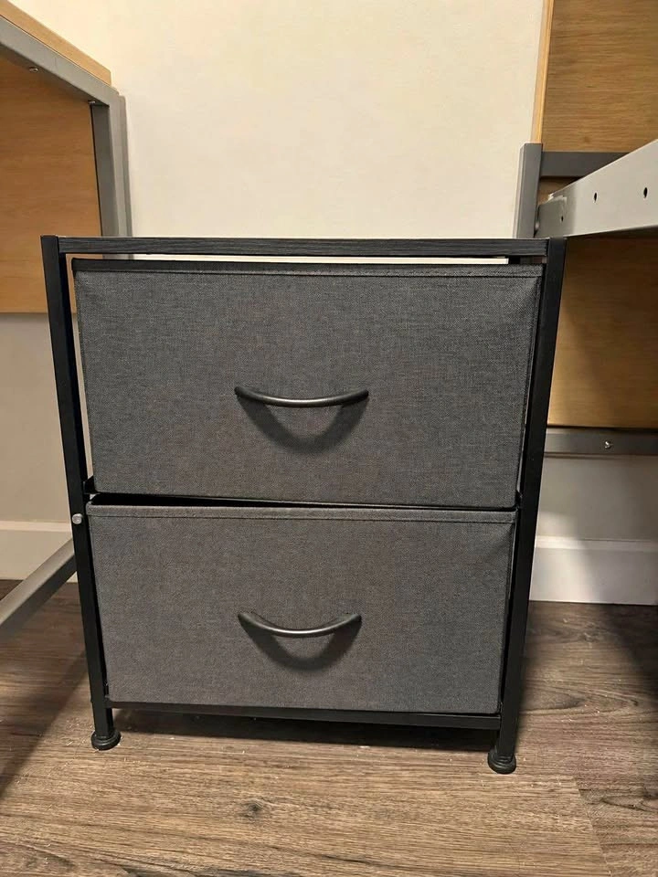 2 drawer fabric nightstand