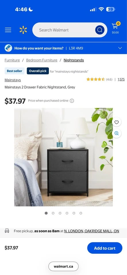 2 drawer fabric nightstand - photo 3