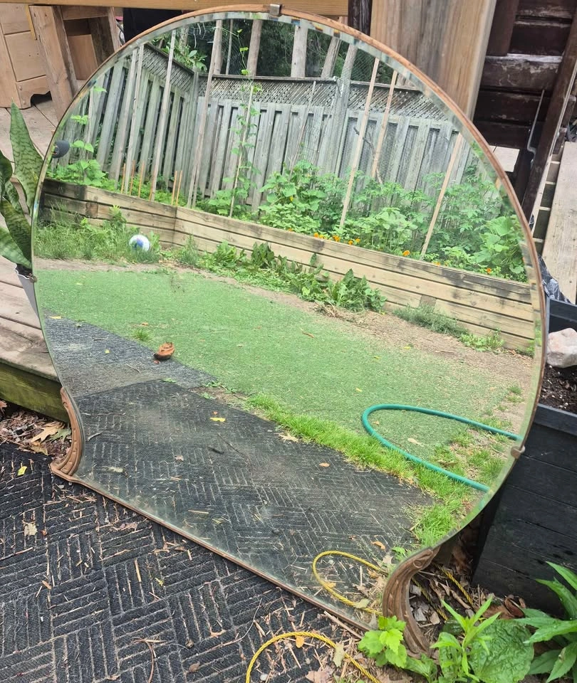 Vintage Arched Wood Framed Mirror - photo 4