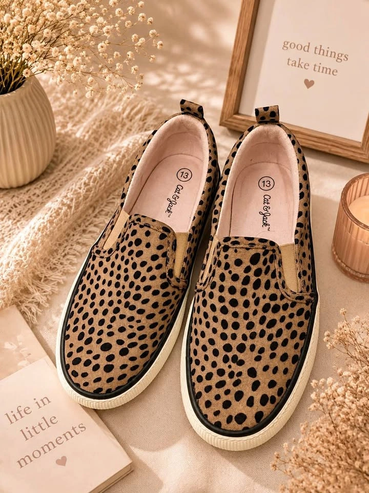 Cat & Jack kids leopard print slip-on shoes size 13
