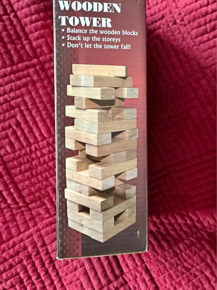 Real Wood Games Wooden Tower Blocks Approx 3 Inches By 1.5 Inche