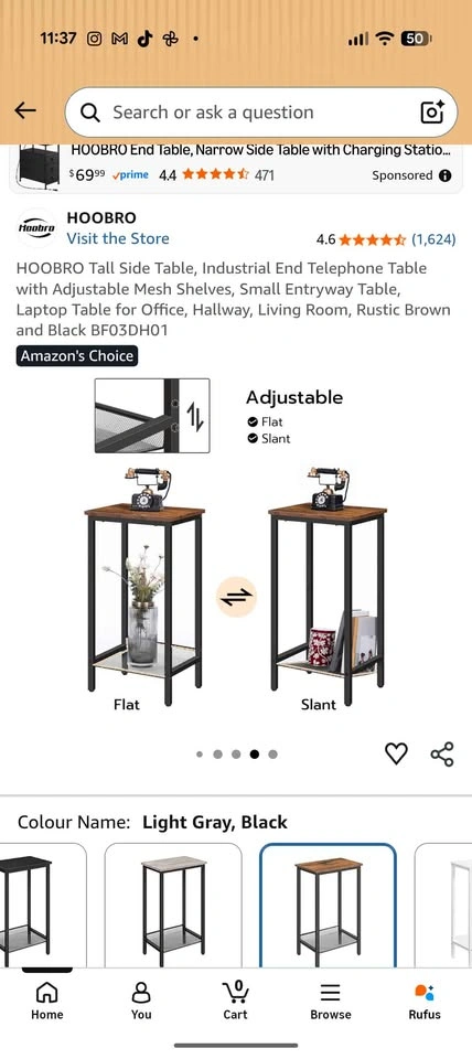 HOOBRO Tall Side Table, Industrial End Table - photo 4