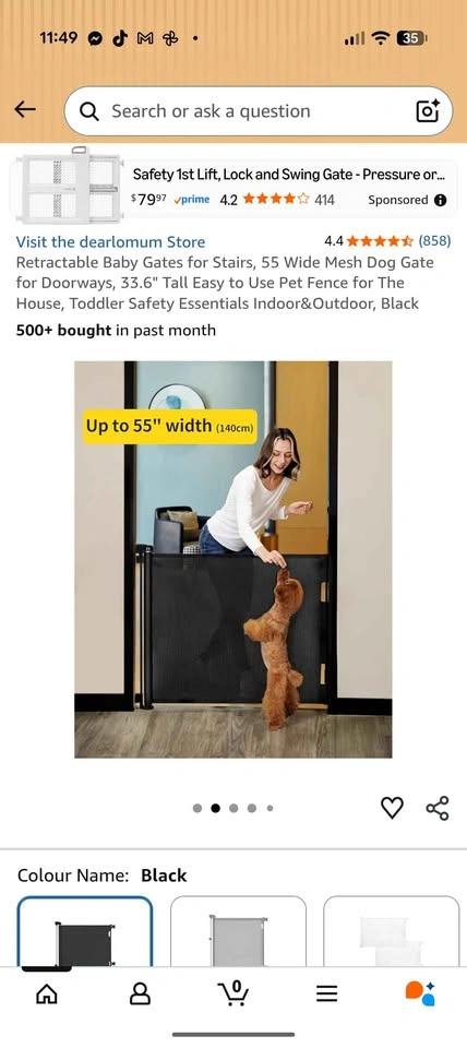 Retractable Baby Gate, 55" Wide Mesh Pet Gate - photo 2