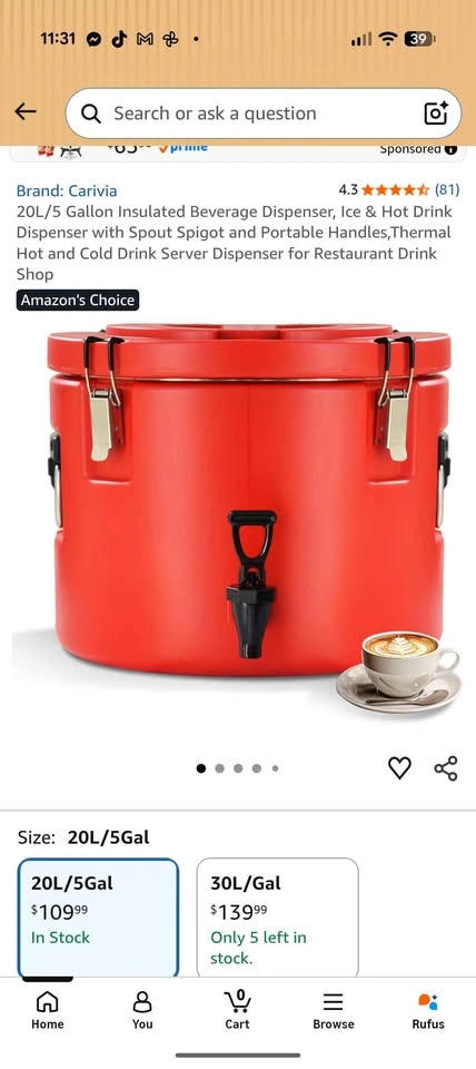 20L/5 Gallon Insulated Beverage Dispenser - photo 2