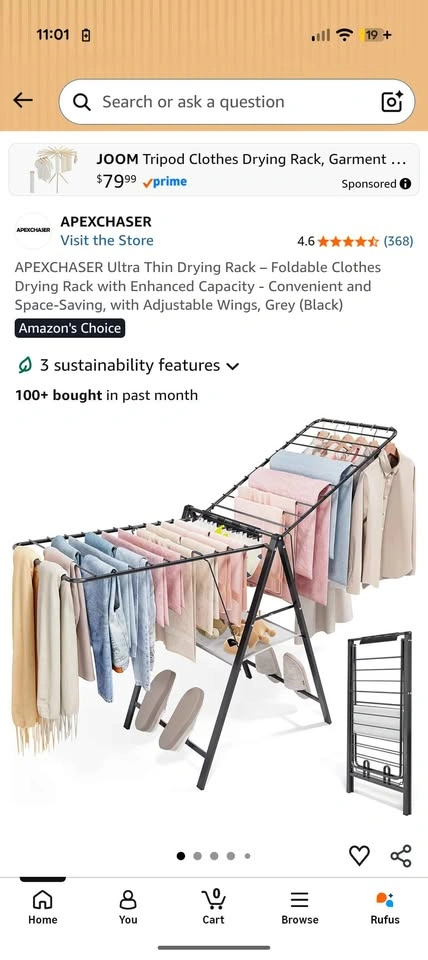 APEXCHASER Ultra Thin Foldable Clothes Drying Rack - photo 5