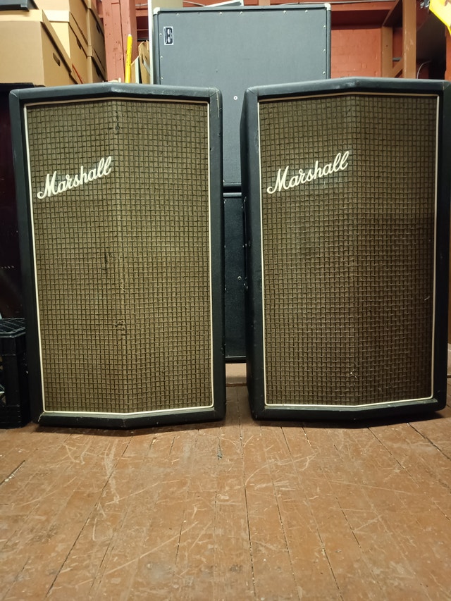 2 Marshall 2097 P.A. 8x8 Red Rola Celestion Speaker Cabinet Pair