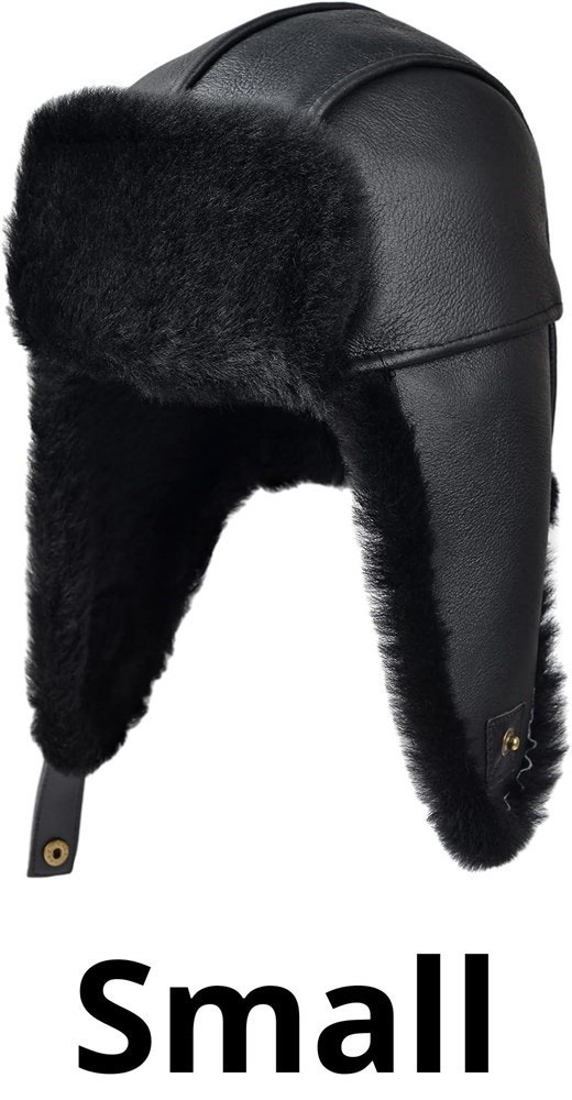 MGGMOKAY Aviator Hat Genuine Shearling Leather Cap