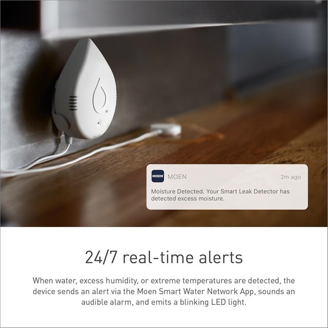 Moen 920-005 Flo Smart Water Leak Detector, White, 3-Pack - photo 2