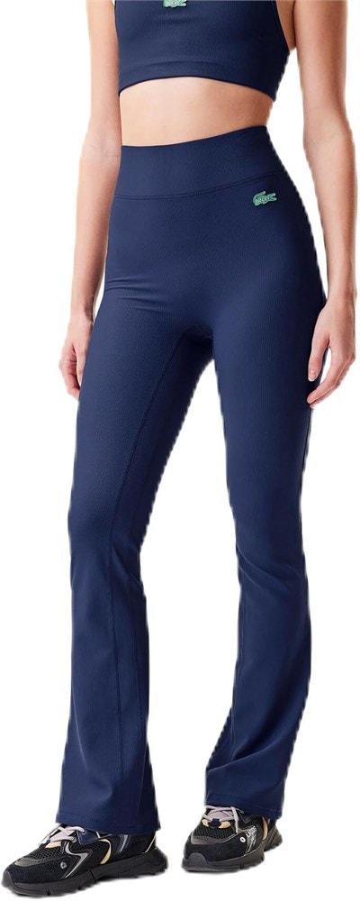 MED Women's Lacoste X Bandier Ribbed Flare Pants Navy