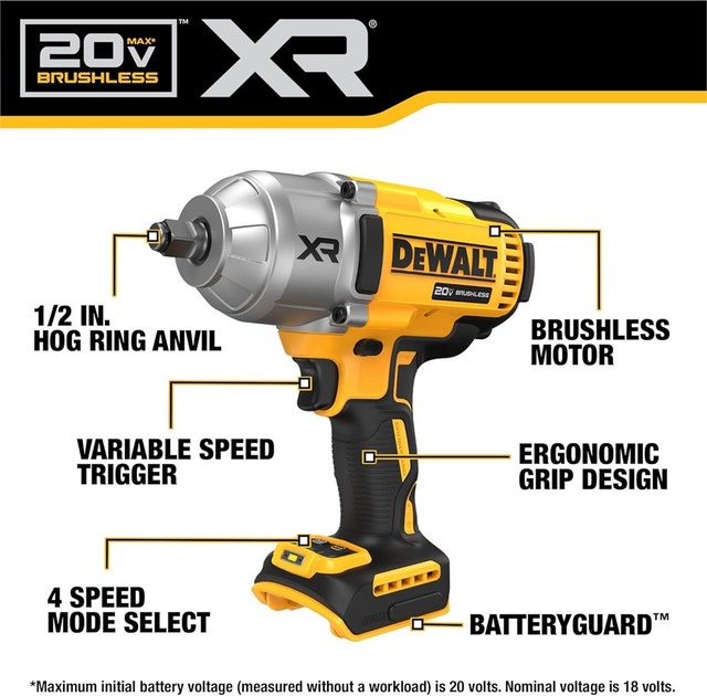 DEWALT 20V MAX XR Impact Wrench, 1/2 In Cordless, High Torque - photo 2