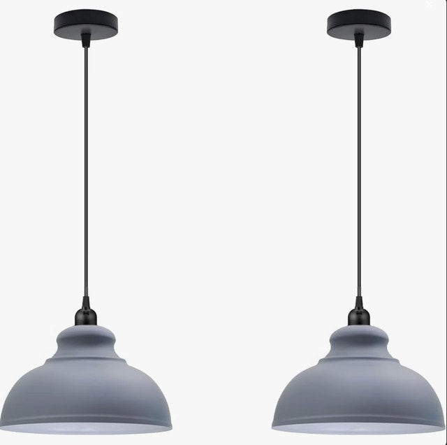2 Pack Modern Metal Dome Pendant Light Set