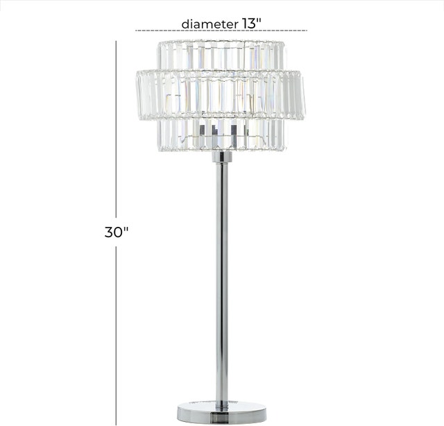 30"H Deco 79 Metal Table Lamp with Crystal Embellishments - photo 4