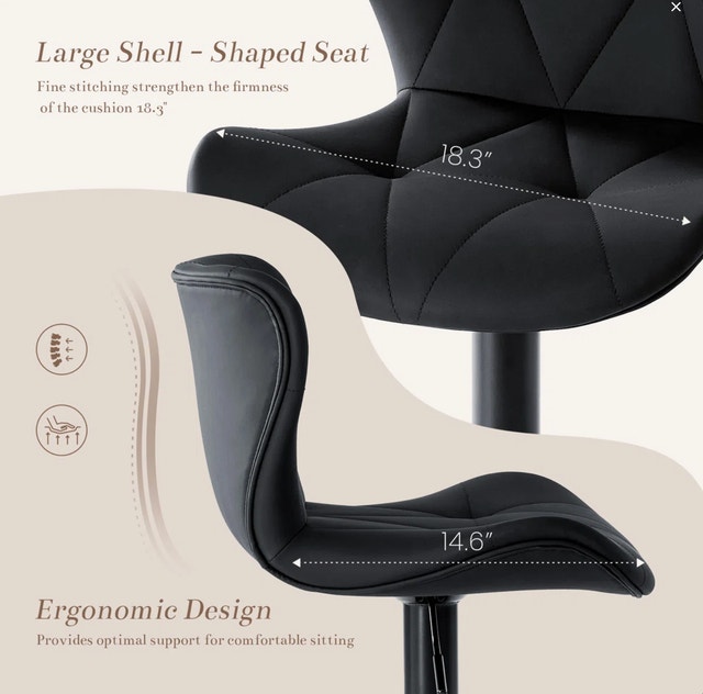 2pcs Swivel Adjustable Height Bar Stools, Leather Upholstered - photo 5