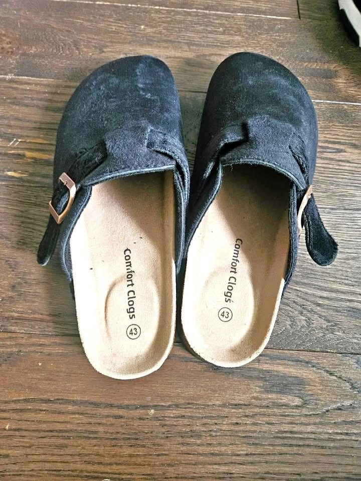Suede Clogs Leather Mules - New
