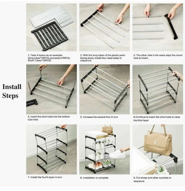 3 Tier Shoe Rack - White Metal - photo 4