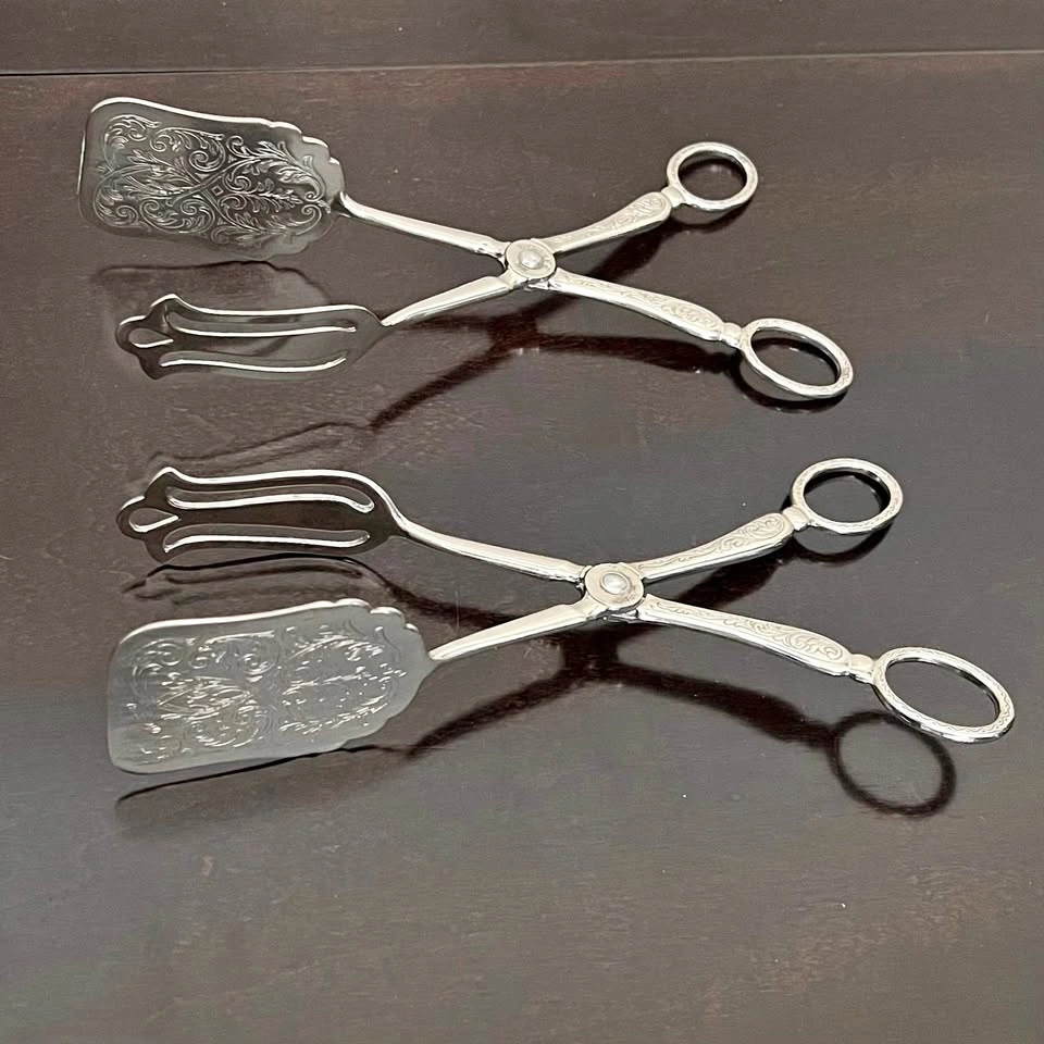 Vintage Italy Silver-Plated Serving Tongs