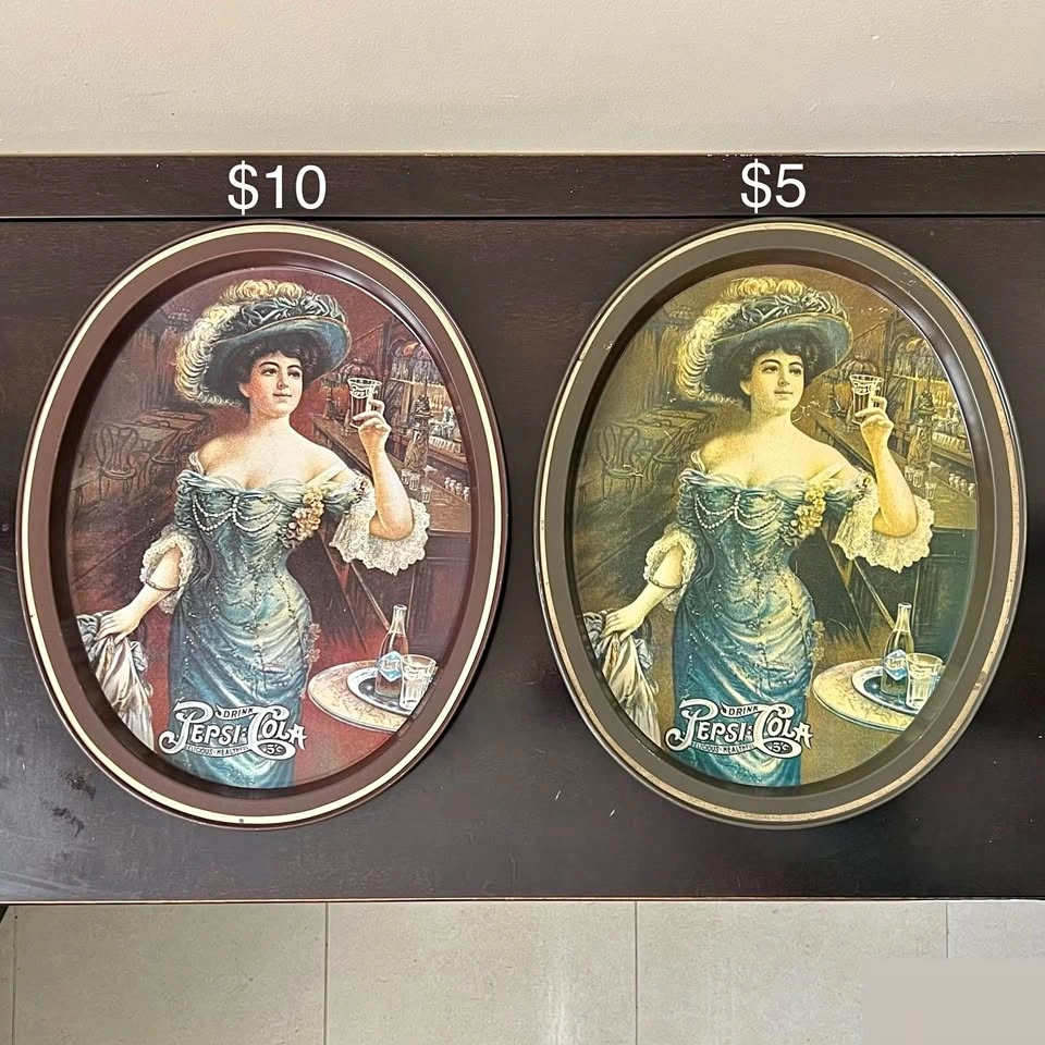 Pepsi Cola Metal Serving Tray, 11.5” x 14.5”, Victorian Lady
