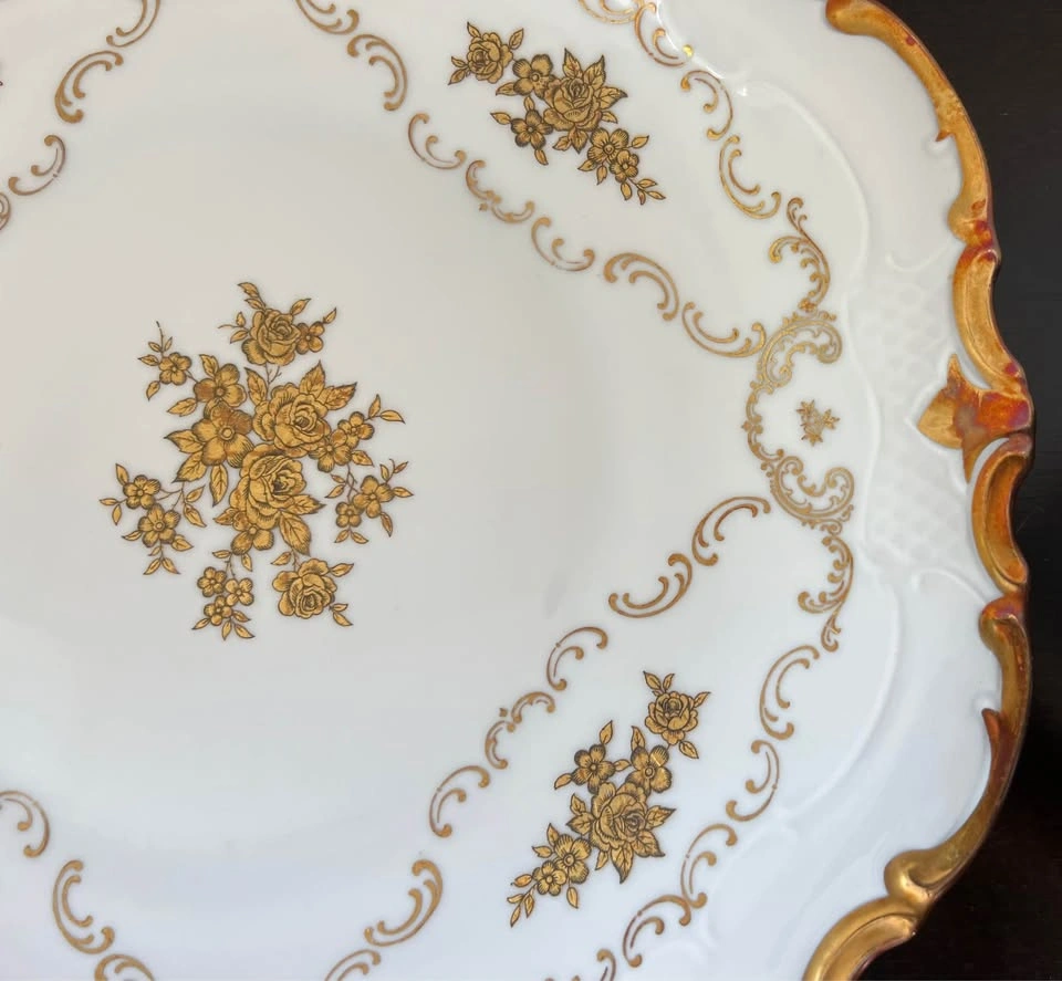 Reichenbach Germany Porcelain Serving Dish 12.75” Platter, Gold - photo 5