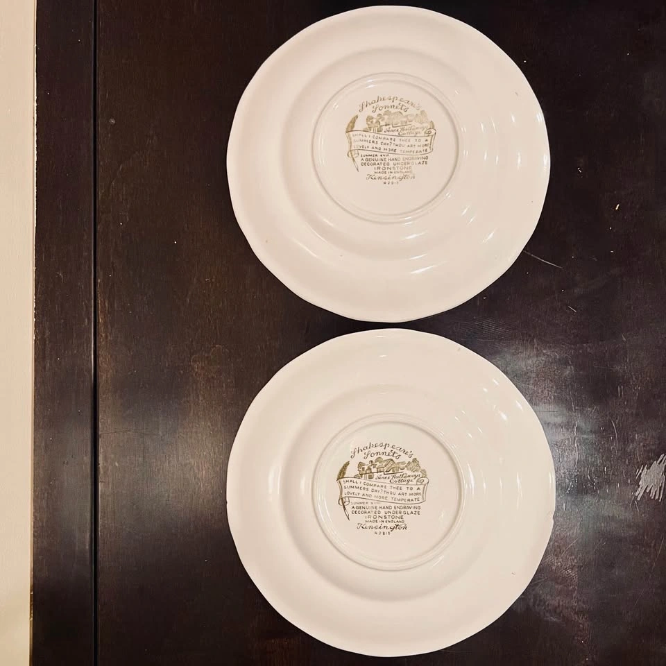 Shakespeare's Sonnets Kensington Staffords Ironstone Plates - photo 3