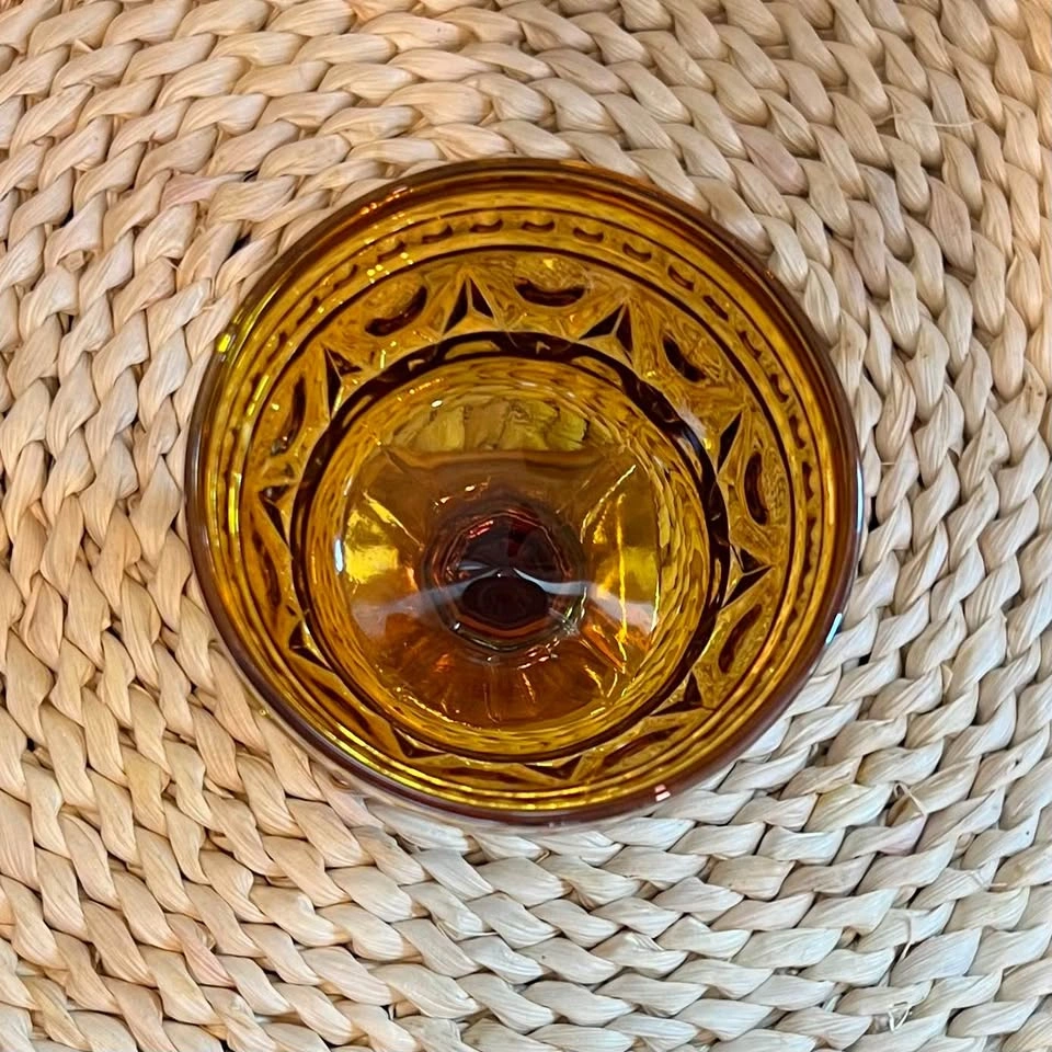 1960’s Indiana Glass Amber Iridescent Footed Goblet - photo 4