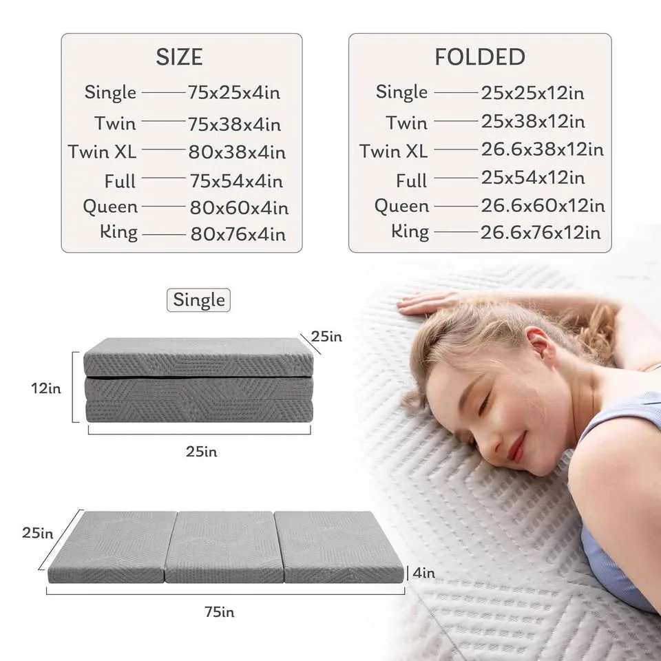 MLILY Tri-Fold Memory Foam Mattress BRAND NEW image indicator(4)