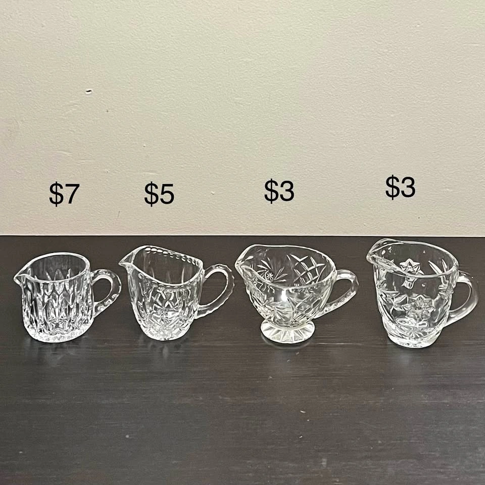 Various Vintage Crystal Creamer Pitcher /Anchor Hocking / Gorham