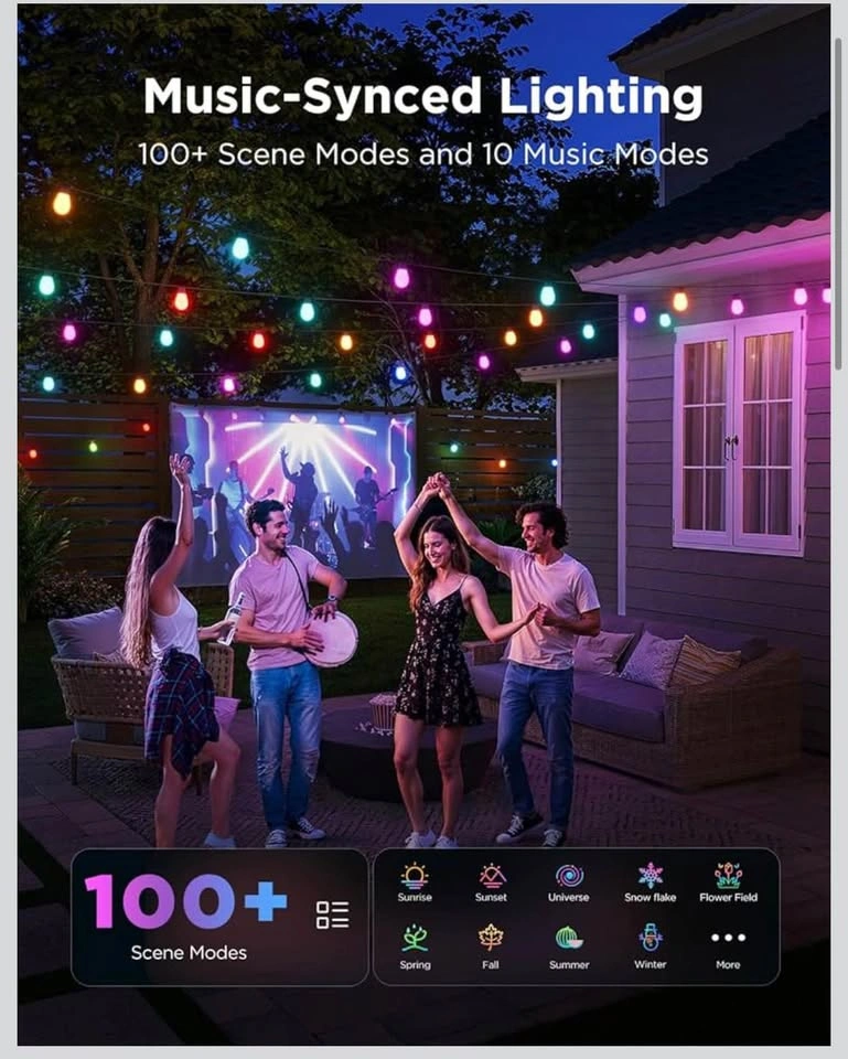 Govee S14 Smart Outdoor String Lights 96ft RGBIC WiFi - photo 3