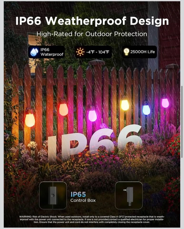 Govee S14 Smart Outdoor String Lights 96ft RGBIC WiFi - photo 4