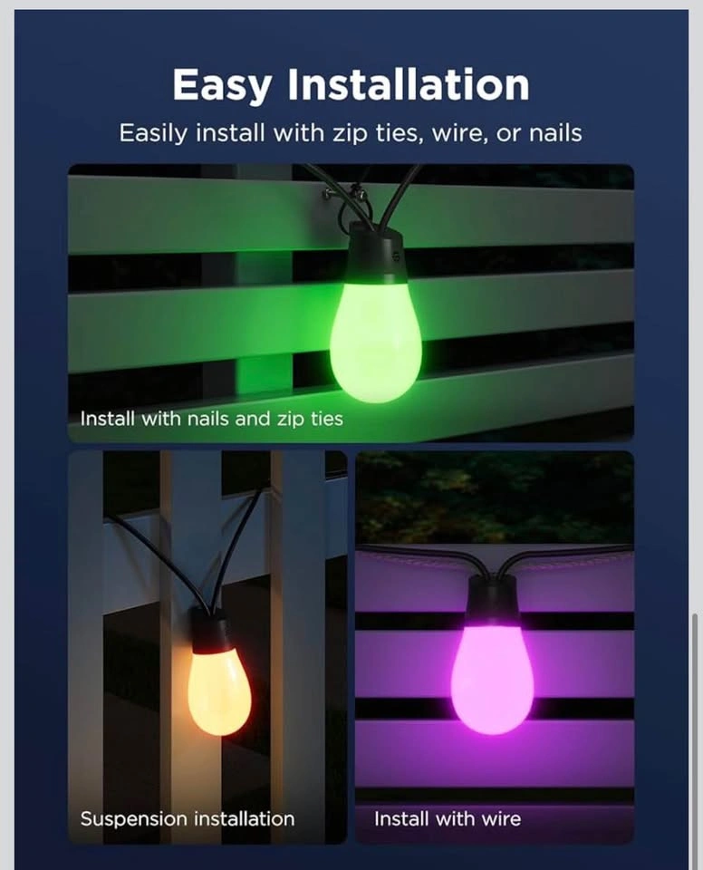 Govee S14 Smart Outdoor String Lights 96ft RGBIC WiFi - photo 5