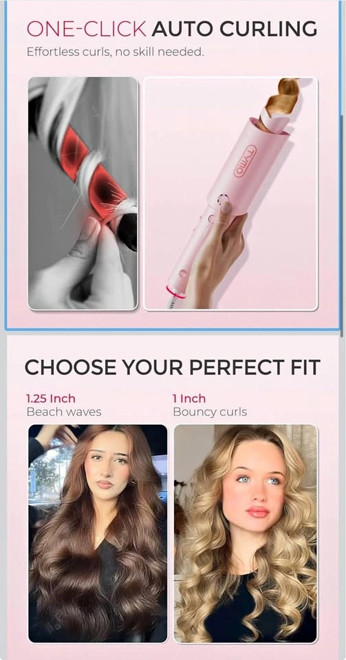 TYMO CURLPRO Auto Rotating Curling Iron 1.25" Ionic Ceramic
