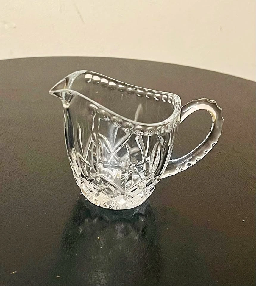 Crystal Creamer Pitcher Diamond Pattern Fancy Handle
