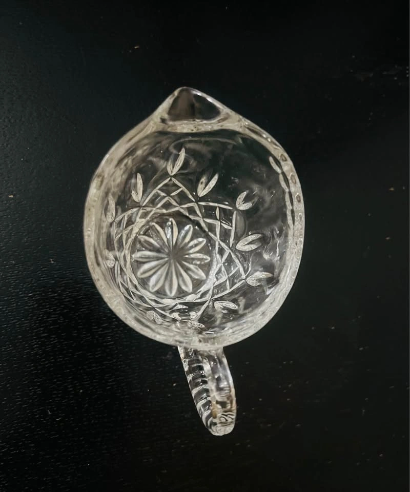 Crystal Creamer Pitcher Diamond Pattern Fancy Handle - photo 2
