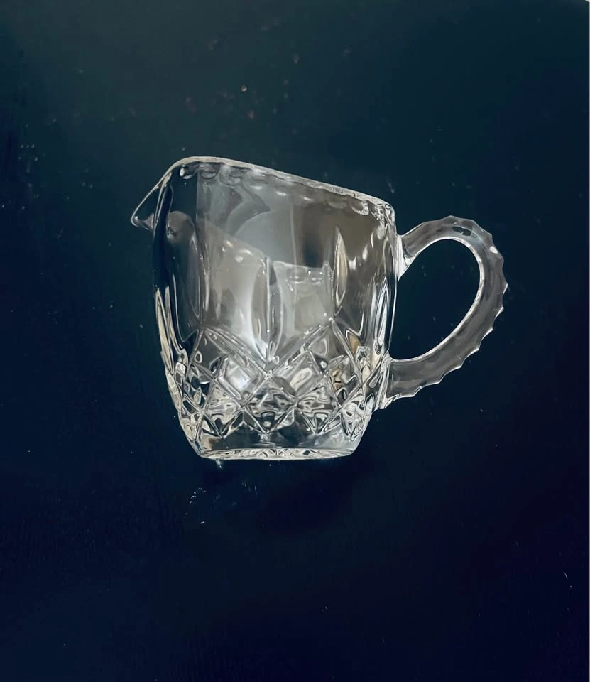 Crystal Creamer Pitcher Diamond Pattern Fancy Handle - photo 3