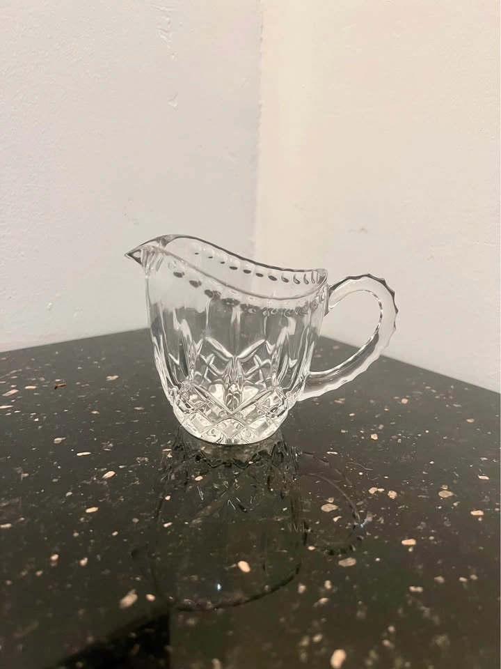 Crystal Creamer Pitcher Diamond Pattern Fancy Handle - photo 4