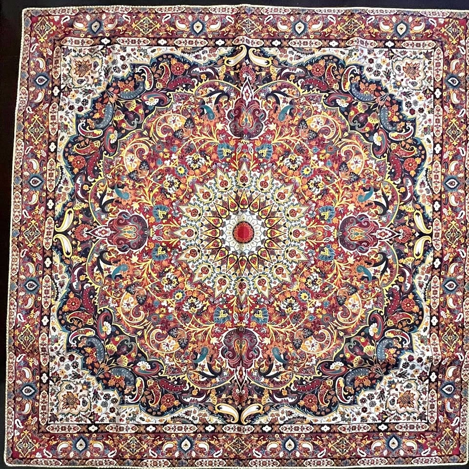 New Luxury Persian Silk TERMEH Square Tablecloth 1x1 Meter