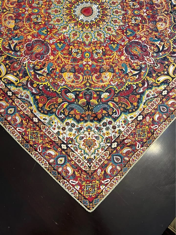 New Luxury Persian Silk TERMEH Square Tablecloth 1x1 Meter - photo 2