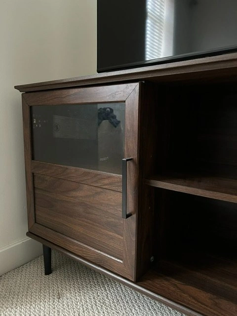 Stylish 58" TV Console with Glass Doors - Holds TVs up to 65" - photo 2