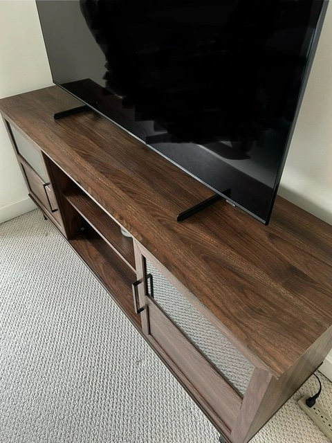 Stylish 58" TV Console with Glass Doors - Holds TVs up to 65" - photo 3
