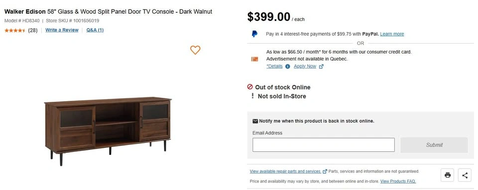Stylish 58" TV Console with Glass Doors - Holds TVs up to 65" - photo 4