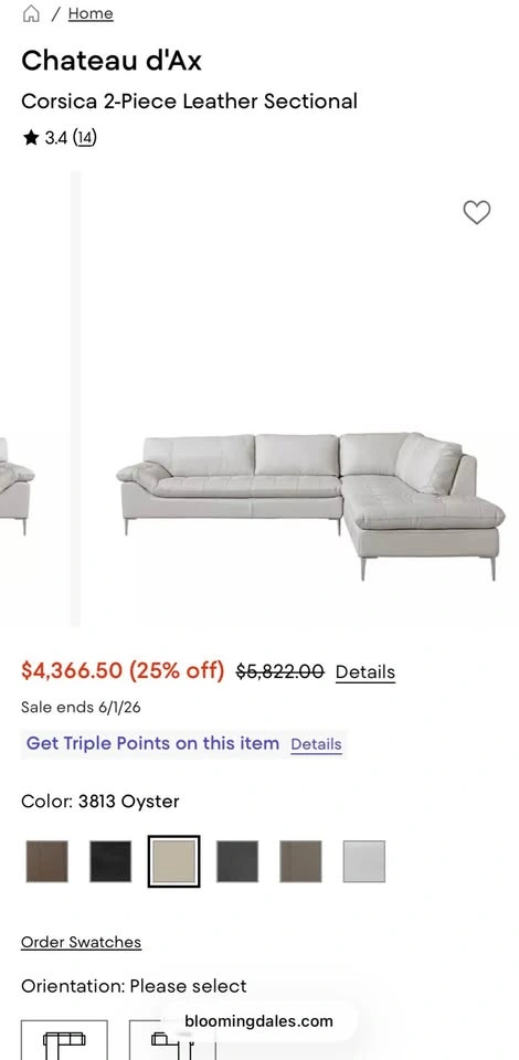 Bloomingdales Chateau d'Ax Corsica 2-Piece Leather Sectional - photo 2