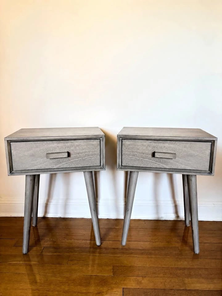 Pair of Mid-Century Modern Grey Side Tables