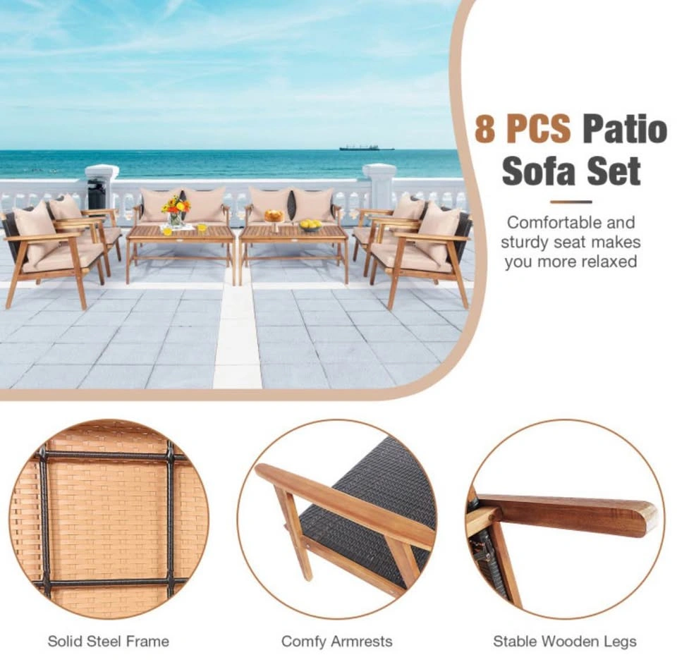 New Patio Furniture Set – 4 Piece Acacia Wood & Rattan - photo 4