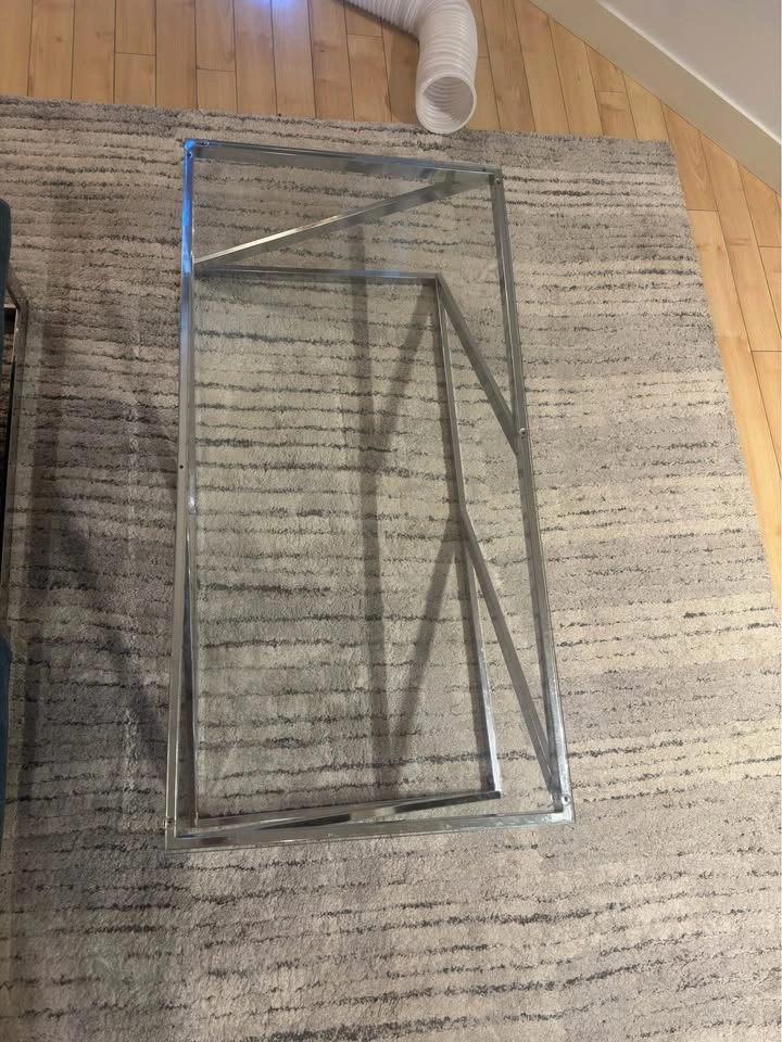 Modern Glass Coffee Table – Chrome Frame – Excellent Condition - photo 3