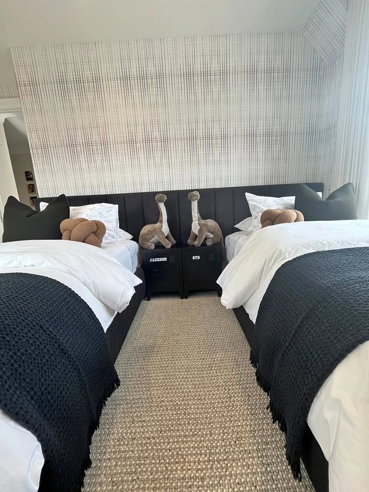 Black Boucle Twin Built-in style Bed Unit