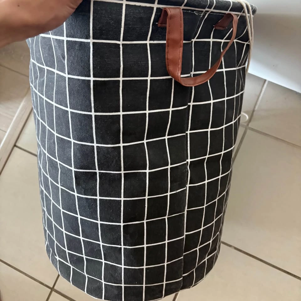 Black Grid Laundry Basket - photo 4